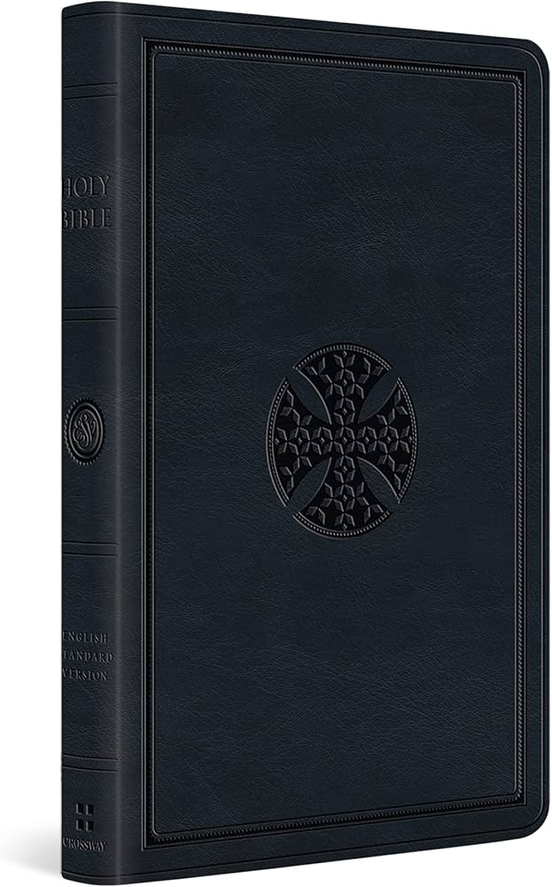 ESV Large Print Value Thinline Bible (TruTone, Navy, Mosaic Cross Design)