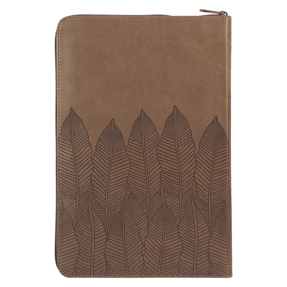 NLT Standard Bible, Thumb Indexed With Zip, Brown Leaves