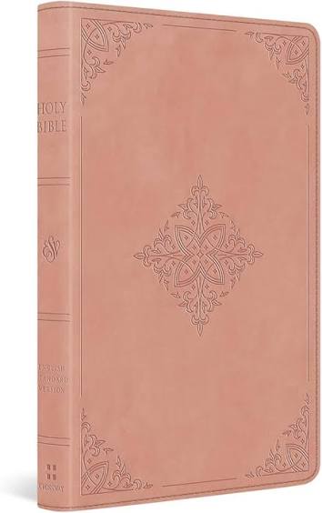 ESV Large Print Thinline Reference Bible - Blush Rose, Fleur-De-Lis Design Trutone
