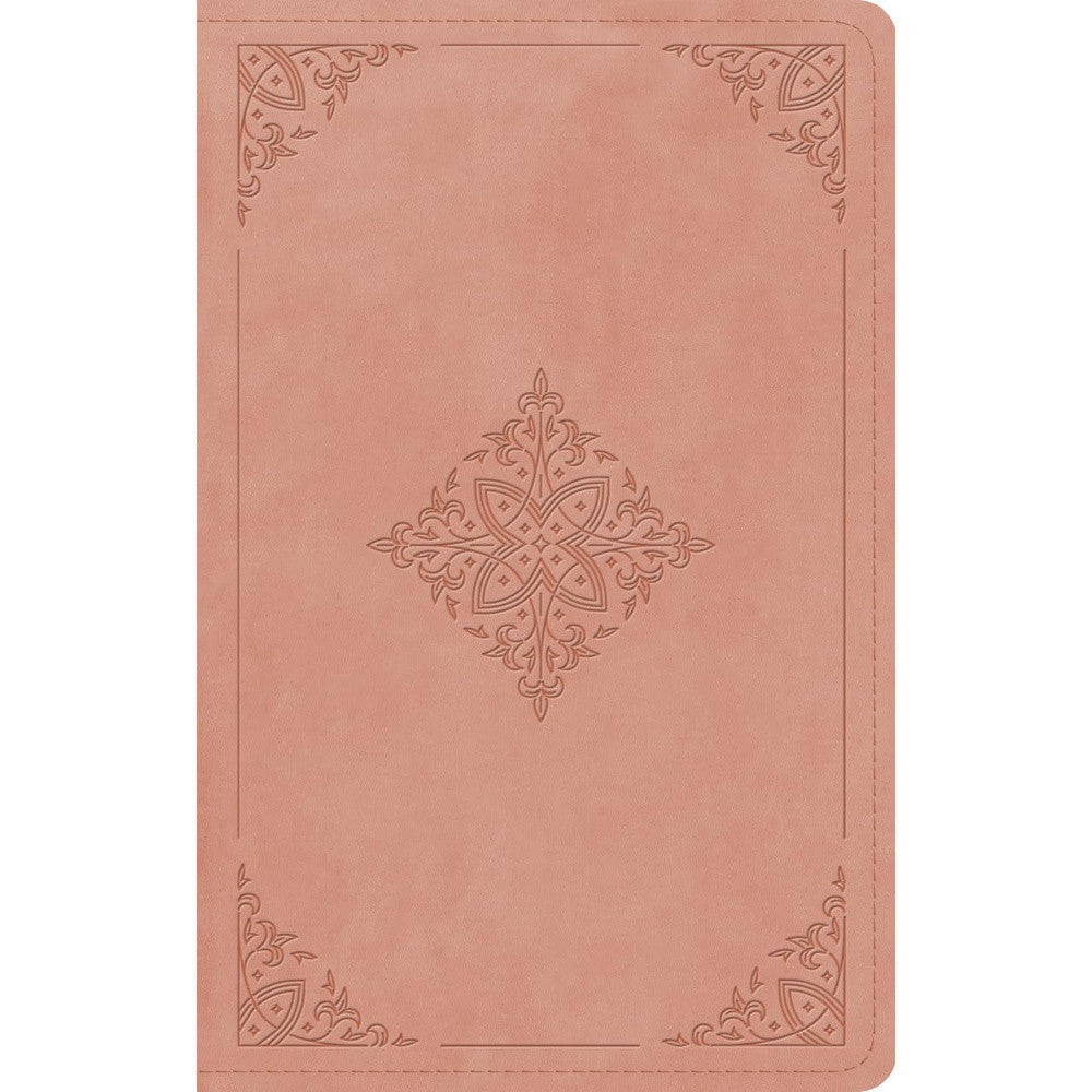 ESV Large Print Thinline Reference Bible - Blush Rose, Fleur-De-Lis Design Trutone