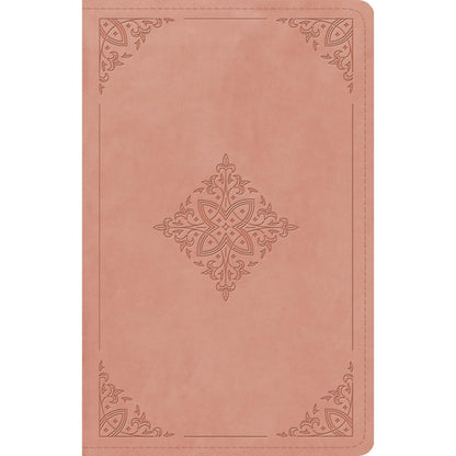 ESV Large Print Thinline Reference Bible - Blush Rose, Fleur-De-Lis Design Trutone