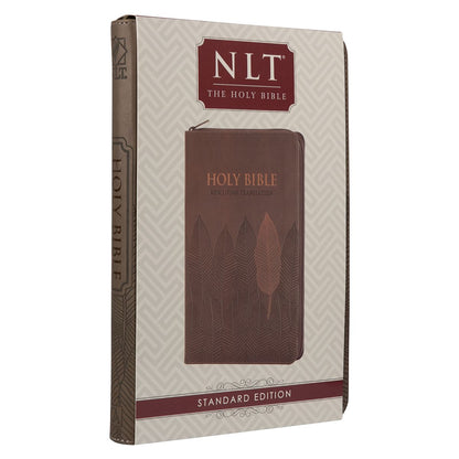 NLT Standard Bible, Thumb Indexed With Zip, Brown Leaves
