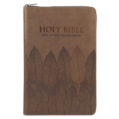 NLT Standard Bible, Thumb Indexed With Zip, Brown Leaves