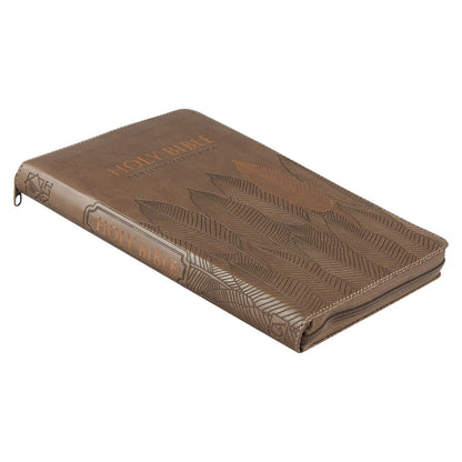 NLT Standard Bible, Thumb Indexed With Zip, Brown Leaves