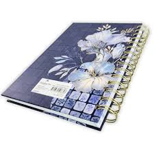 Grace Blue Floral Tile Spiral Journal - Ephesians 2:8