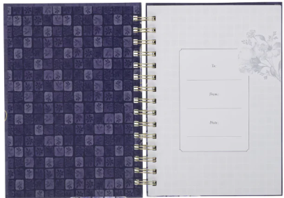 Grace Blue Floral Tile Spiral Journal - Ephesians 2:8