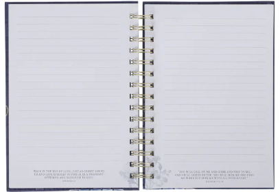 Grace Blue Floral Tile Spiral Journal - Ephesians 2:8