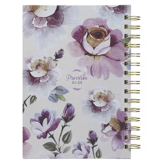 Strength and Dignity Purple Rose Spiral Journal - Proverbs 31:25